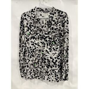 BASLER Sz M Blouse Button Up Tunic Artsy Rayon Modern City Goth Work Psychology